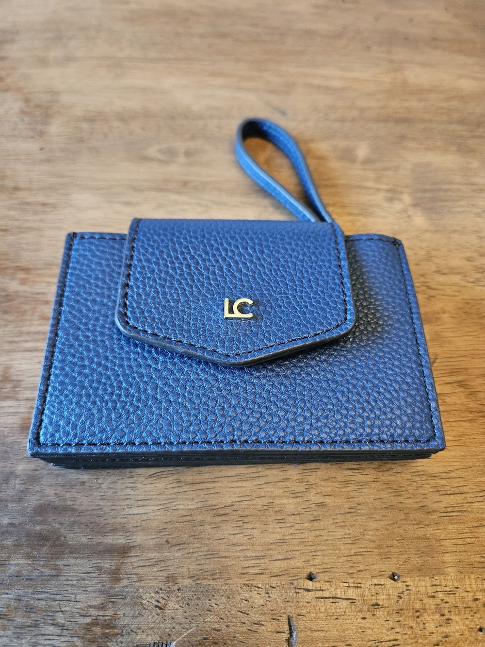Blue Textured Wristlet Card Holder